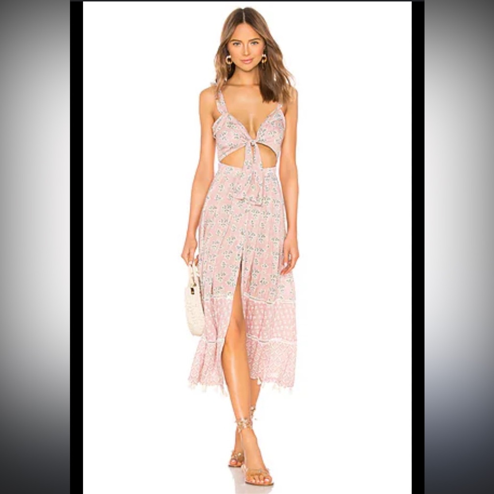 NWT Agua Bendita x REVOLVE Karen Midi Dress in Pink